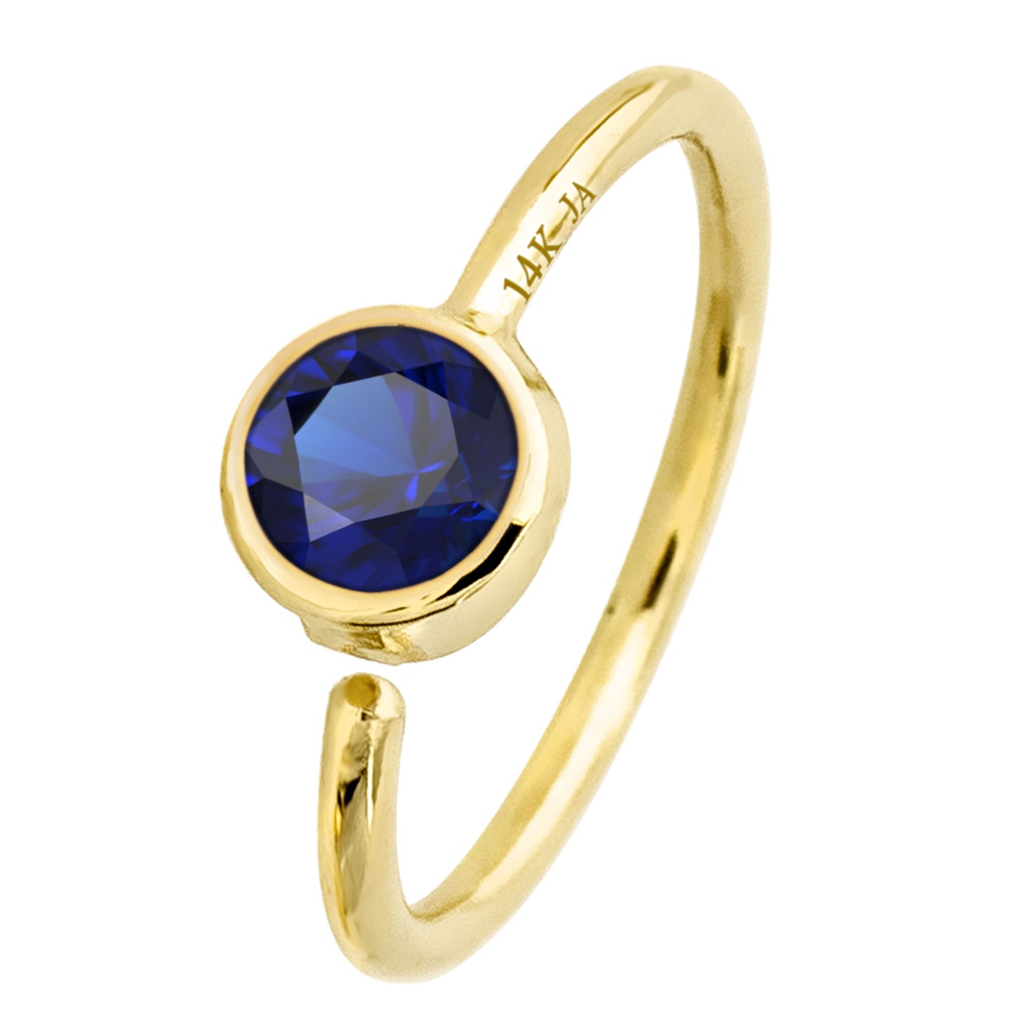 Jewelry Avalanche 20G 14K Gold Bezel Set Blue Sapphire Nose Hoop Ring, 8mm Twist-open