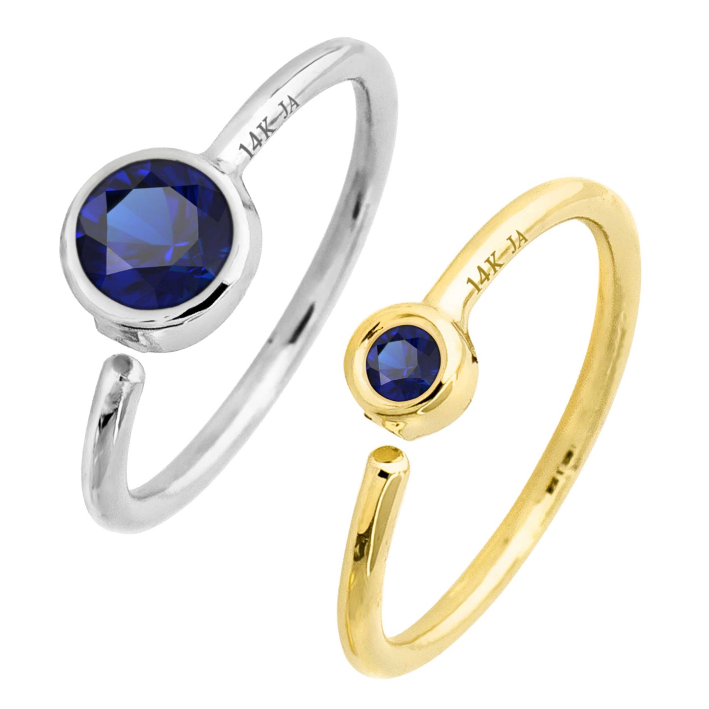 Jewelry Avalanche 20G 14K Gold Bezel Set Blue Sapphire Nose Hoop Ring, 8mm Twist-open
