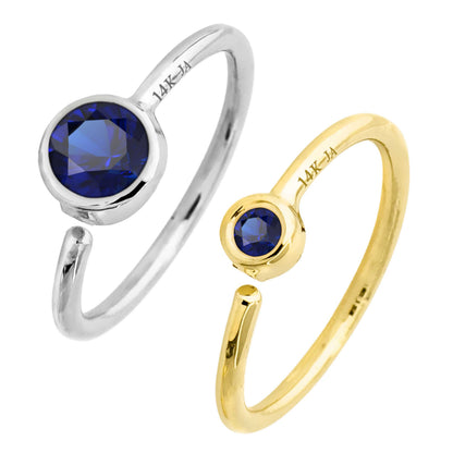 Jewelry Avalanche 20G 14K Gold Bezel Set Blue Sapphire Nose Hoop Ring, 8mm Twist-open