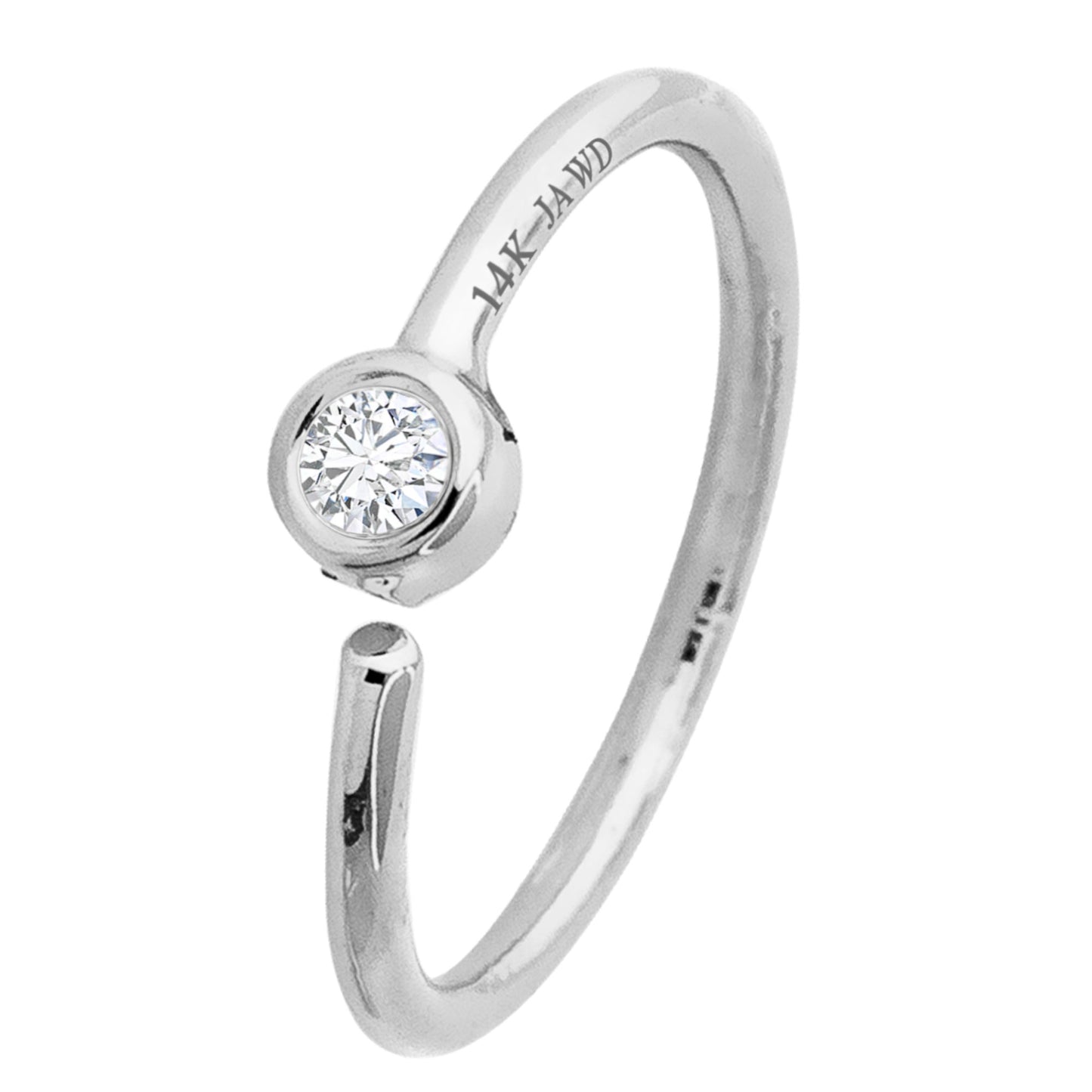 Jewelry Avalanche 20G 14K Gold Diamond Nose Hoop Ring, Bezel Set, 8mm Twist-open