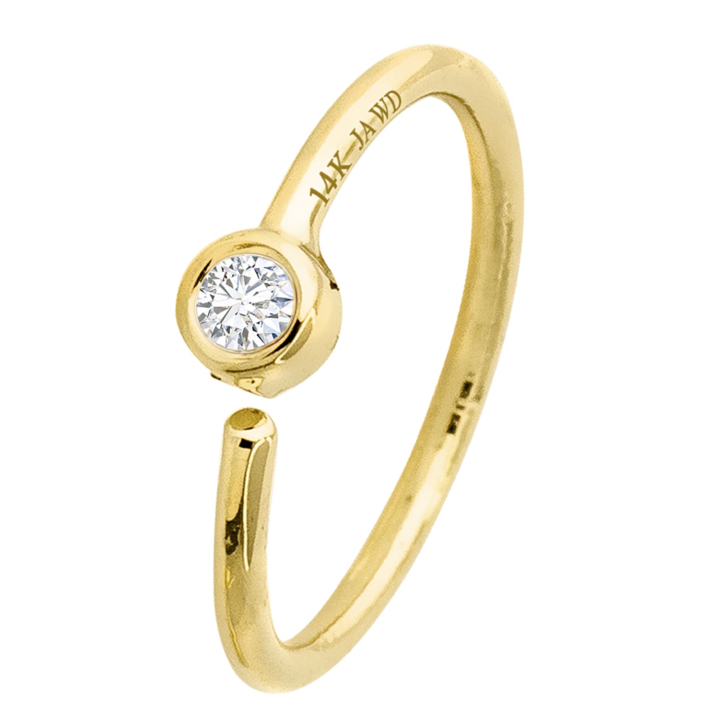 Jewelry Avalanche 20G 14K Gold Diamond Nose Hoop Ring, Bezel Set, 8mm Twist-open