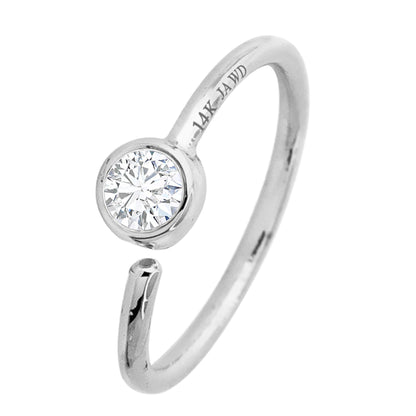 Jewelry Avalanche 20G 14K Gold Diamond Nose Hoop Ring, Bezel Set, 8mm Twist-open