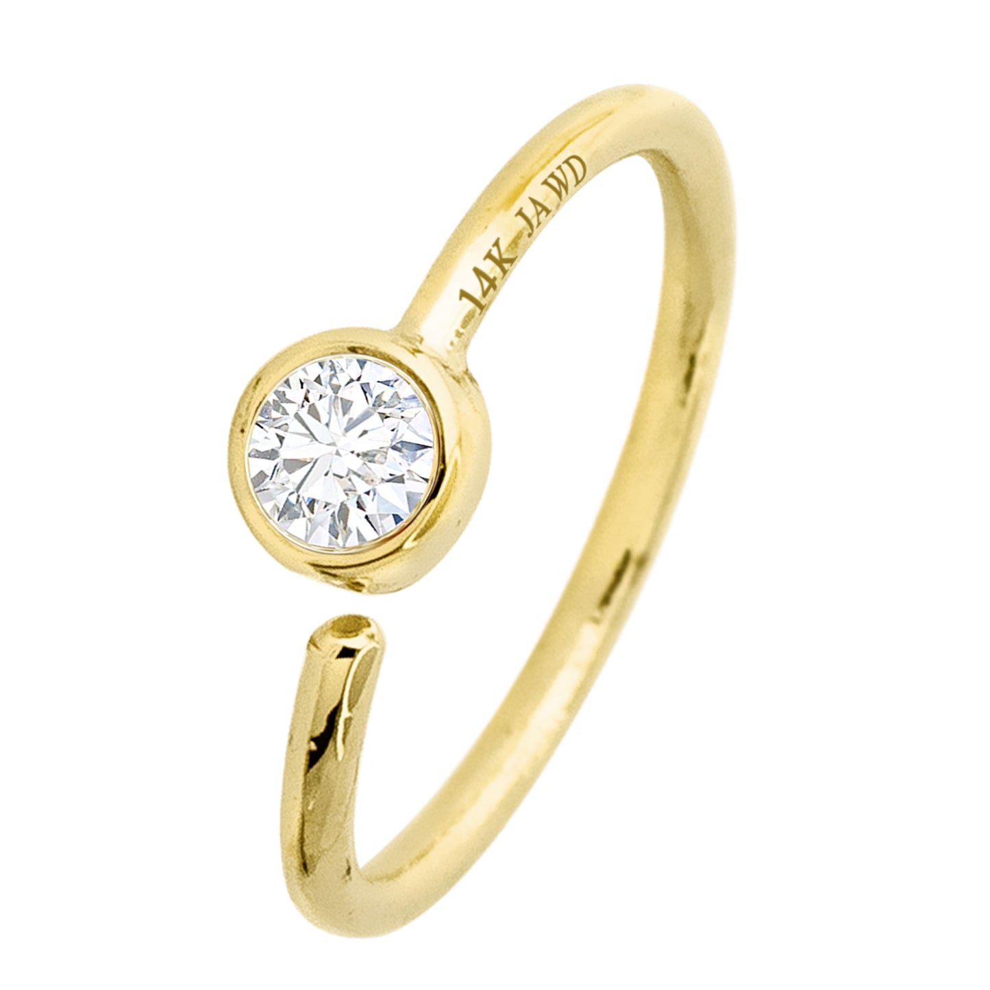 Jewelry Avalanche 20G 14K Gold Diamond Nose Hoop Ring, Bezel Set, 8mm Twist-open