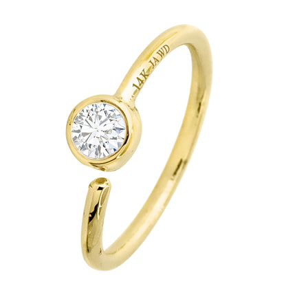 Jewelry Avalanche 20G 14K Gold Diamond Nose Hoop Ring, Bezel Set, 8mm Twist-open