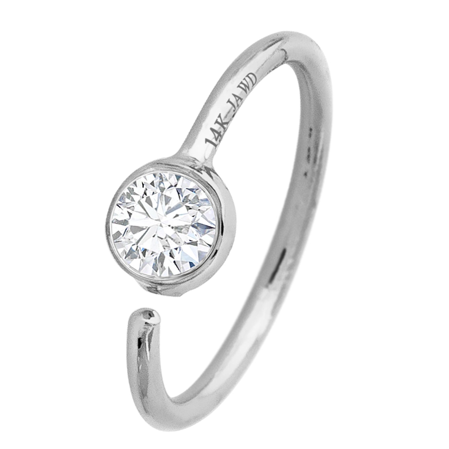 Jewelry Avalanche 20G 14K Gold Diamond Nose Hoop Ring, Bezel Set, 8mm Twist-open
