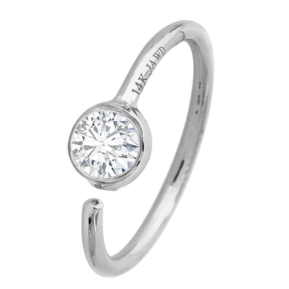 Jewelry Avalanche 20G 14K Gold Diamond Nose Hoop Ring, Bezel Set, 8mm Twist-open