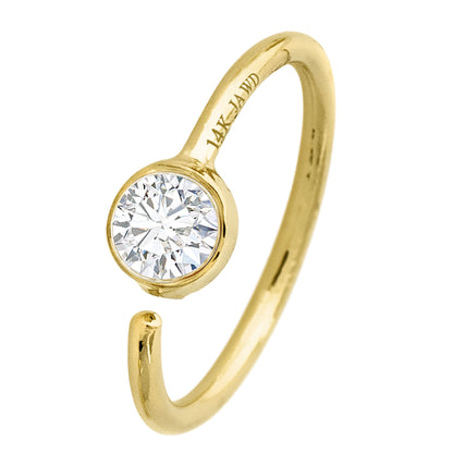 Jewelry Avalanche 20G 14K Gold Diamond Nose Hoop Ring, Bezel Set, 8mm Twist-open