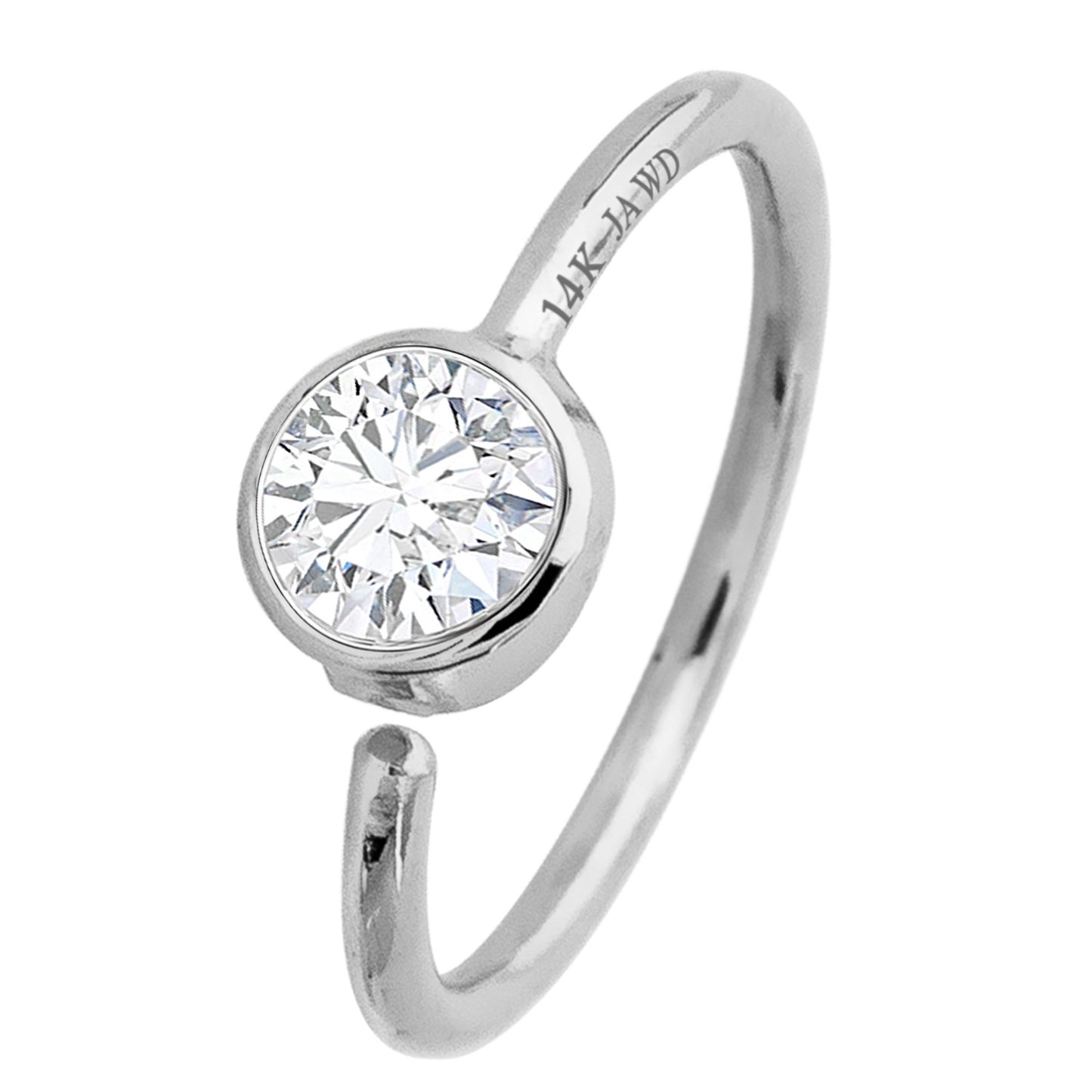 Jewelry Avalanche 20G 14K Gold Diamond Nose Hoop Ring, Bezel Set, 8mm Twist-open