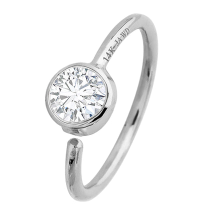 Jewelry Avalanche 20G 14K Gold Diamond Nose Hoop Ring, Bezel Set, 8mm Twist-open