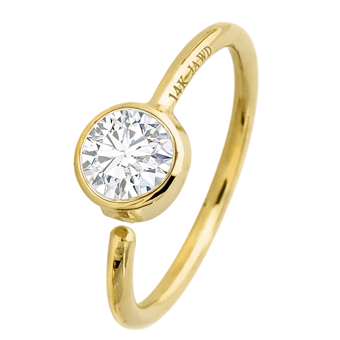 Jewelry Avalanche 20G 14K Gold Diamond Nose Hoop Ring, Bezel Set, 8mm Twist-open