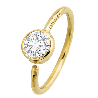 Jewelry Avalanche 20G 14K Gold Diamond Nose Hoop Ring, Bezel Set, 8mm Twist-open