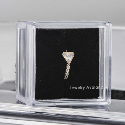 Jewelry Avalanche 14K Gold Bezel Set Triangle CZ 20G Nose Hoop – 8mm Twist Open Nose Ring, Half-eternity