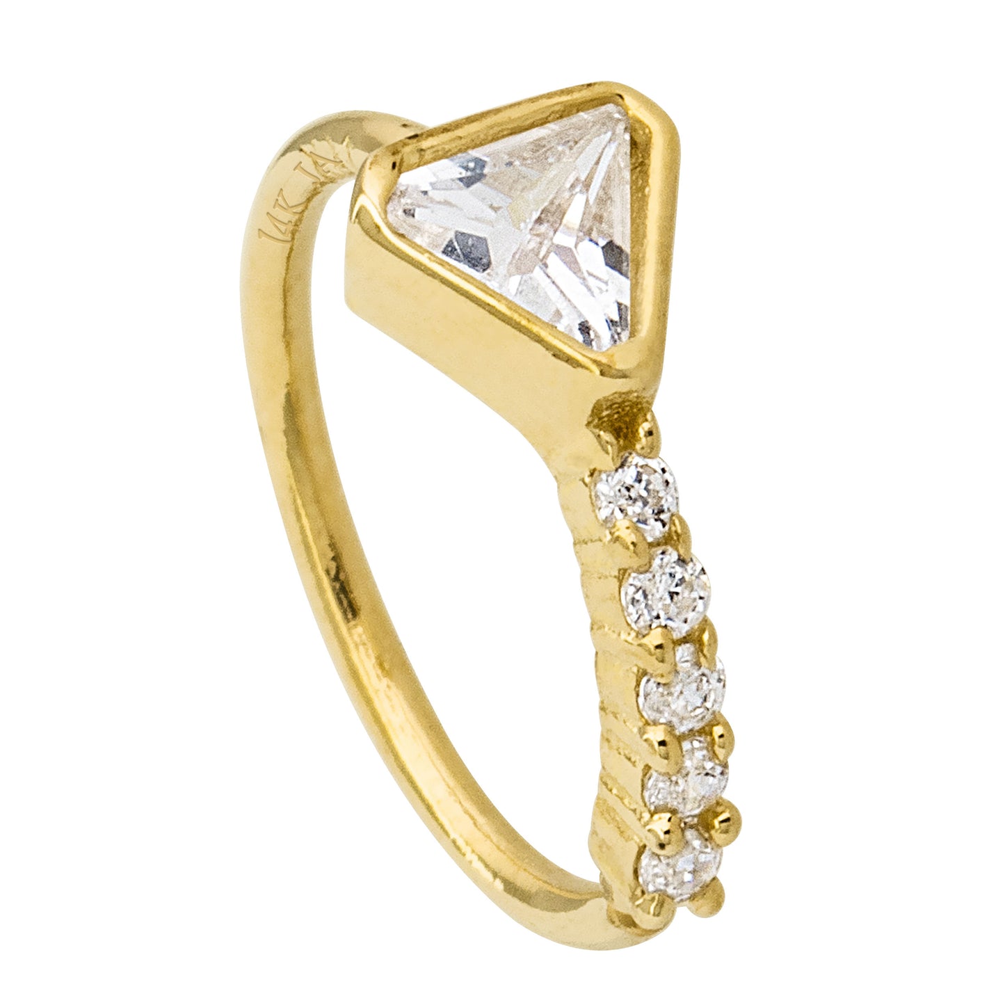 Jewelry Avalanche 14K Gold Bezel Set Triangle CZ 20G Nose Hoop – 8mm Twist Open Nose Ring, Half-eternity