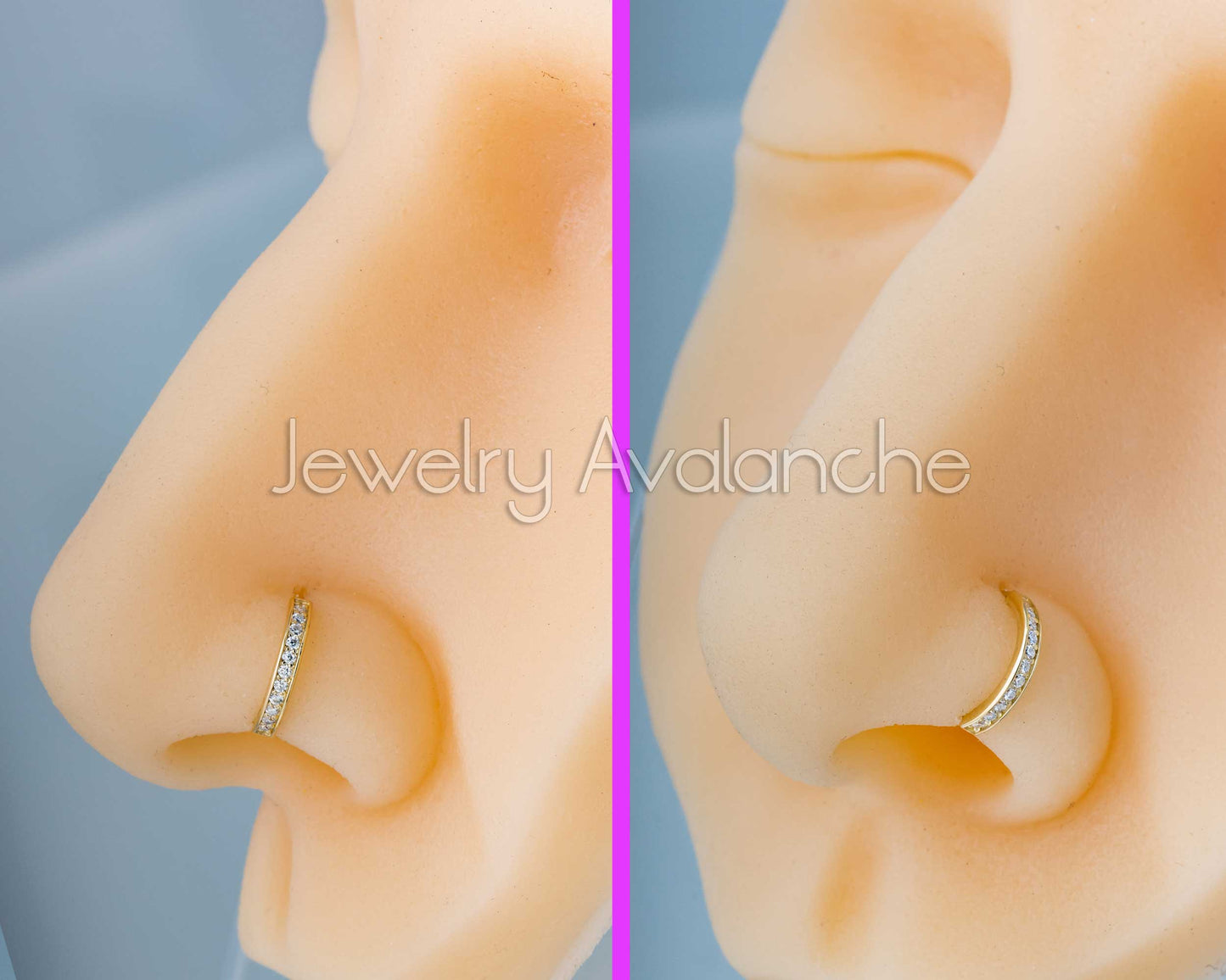 Jewelry Avalanche Solid 20G 14K Gold Prong Set 11-Stone Diamond Nose Ring