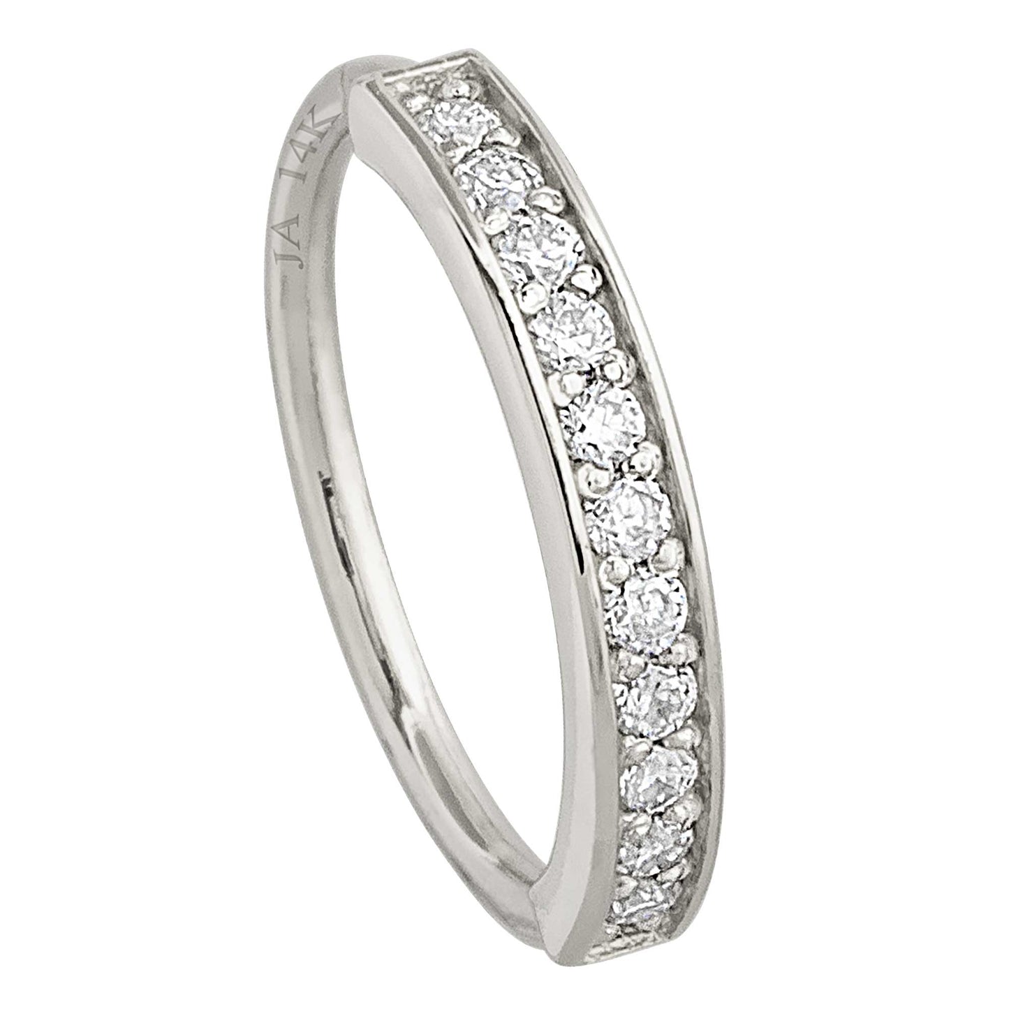 Jewelry Avalanche Solid 20G 14K Gold Moissanite Nose Hoop Ring, 11-stone Nose Ring
