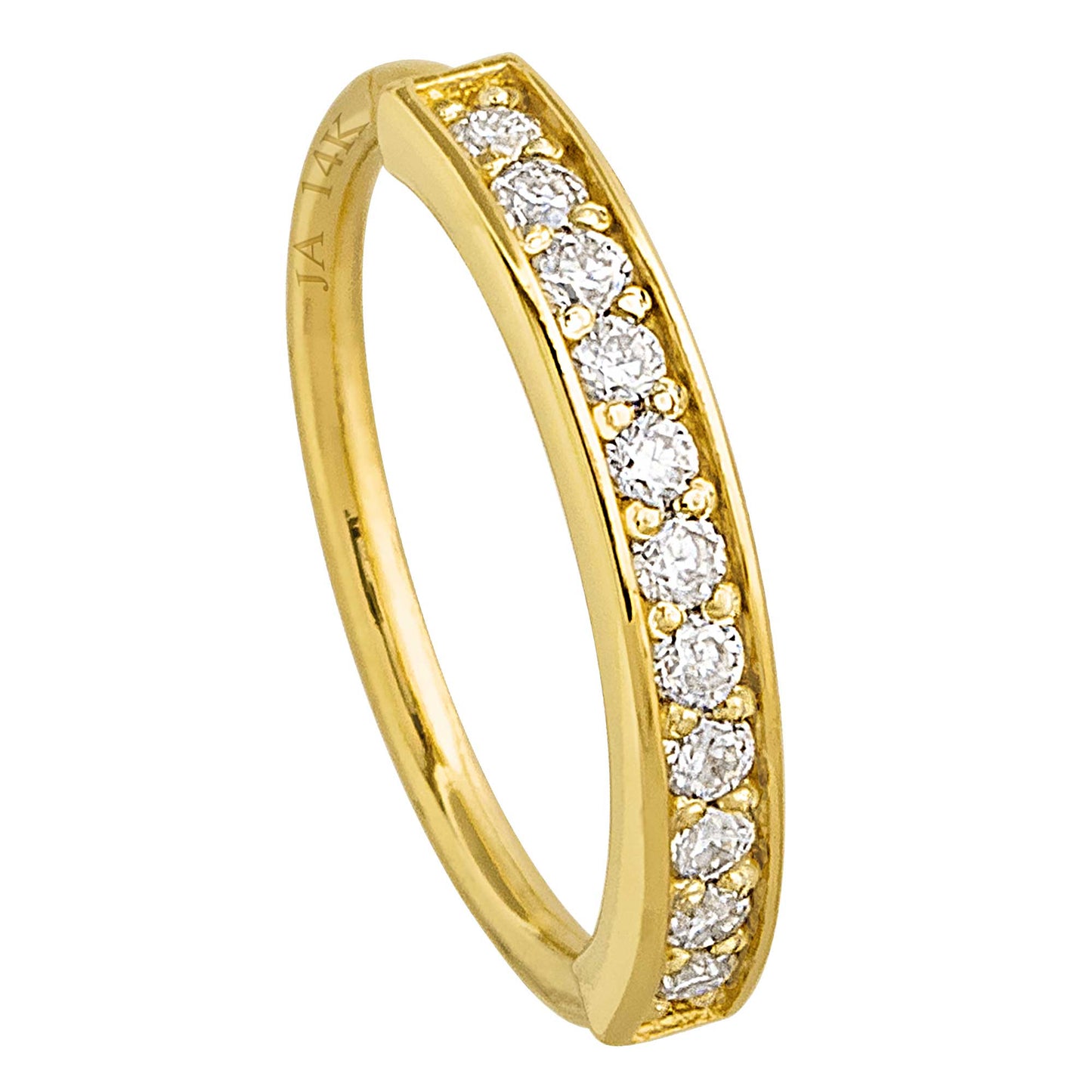 Jewelry Avalanche Solid 20G 14K Gold Moissanite Nose Hoop Ring, 11-stone Nose Ring