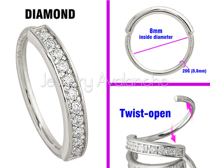 Jewelry Avalanche Solid 20G 14K Gold Prong Set 11-Stone Diamond Nose Ring