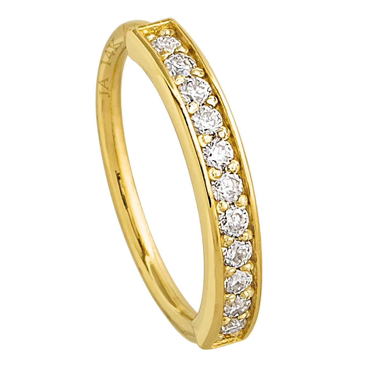 Jewelry Avalanche Solid 20G 14K Gold Prong Set 11-Stone Diamond Nose Ring