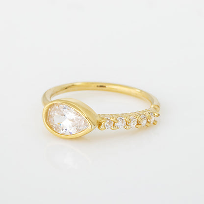 Jewelry Avalanche 14K Gold Bezel Set Pear-shape Nose Hoop Ring, 20G, 8mm, Twist-open