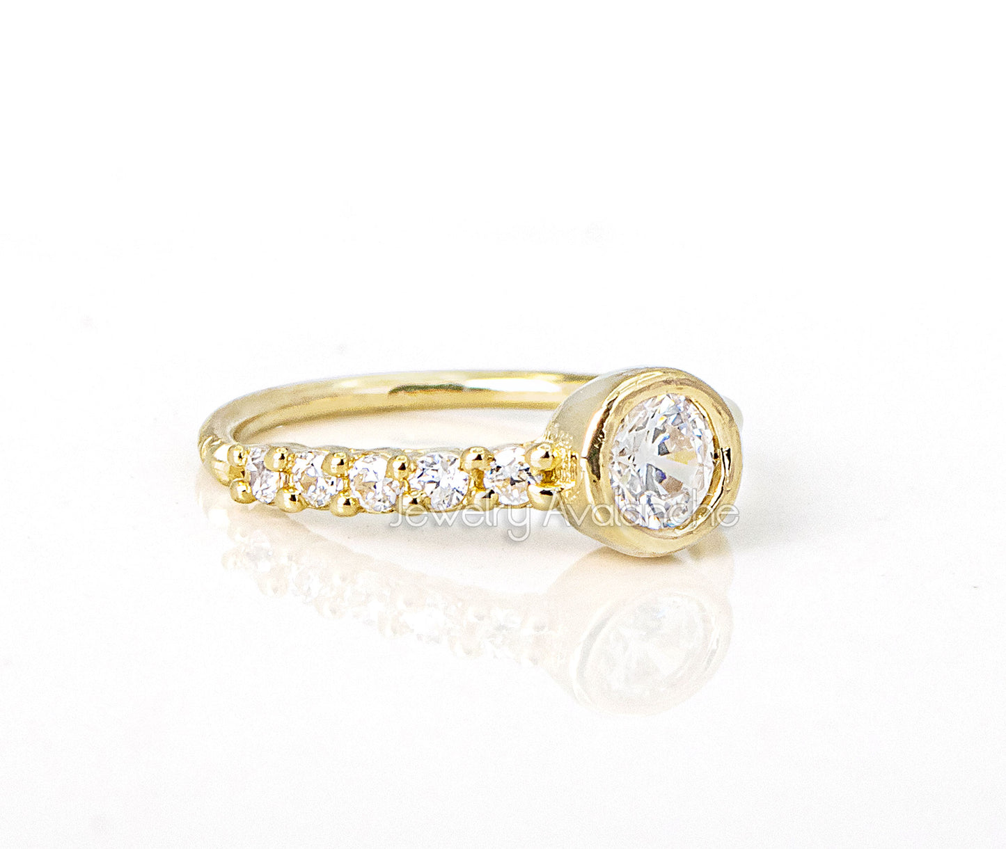 Jewelry Avalanche 14K Gold Bezel Round CZ Nose Hoop Ring, 20G, 8mm, Half-eternity