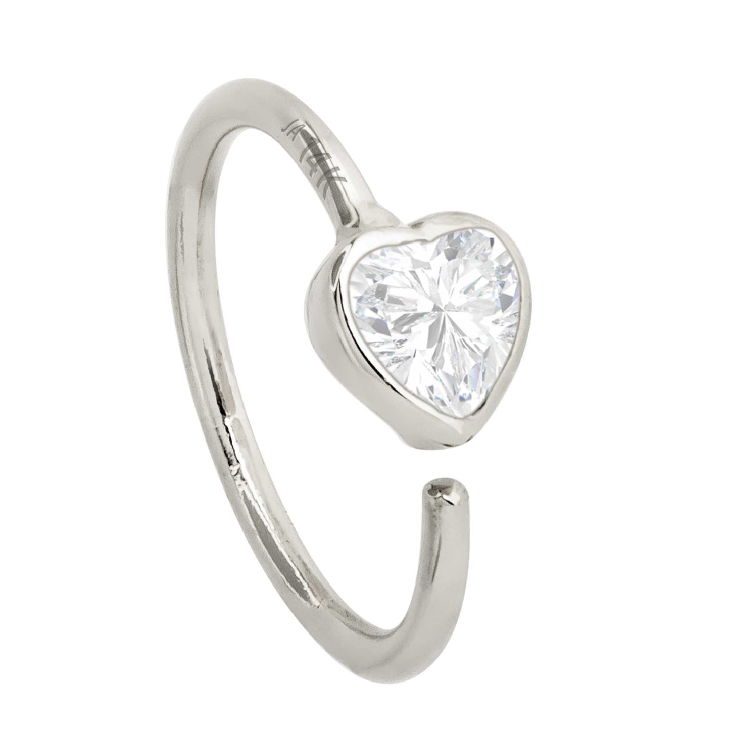Jewelry Avalanche 20G 14K Gold Bezel Moissanite Heart Nose Hoop Ring