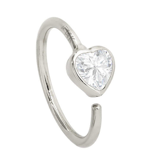 Jewelry Avalanche 20G 14K Gold Bezel Moissanite Heart Nose Hoop Ring