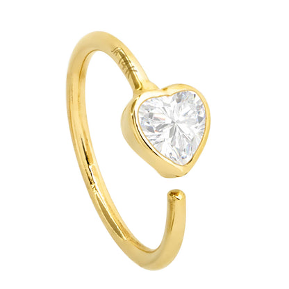 Jewelry Avalanche 20G 14K Gold Bezel Moissanite Heart Nose Hoop Ring
