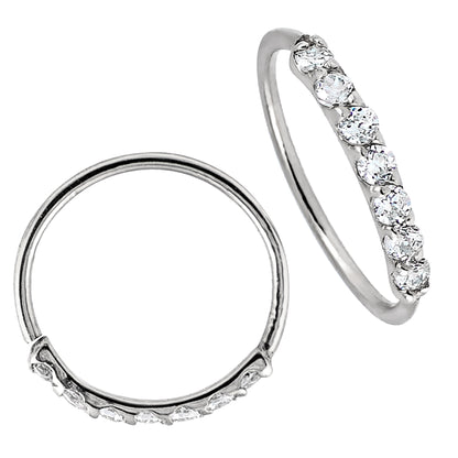 Jewelry Avalanche Unisex 20G 14K Gold 7-stone Nose Hoop Ring with Moissanites, 8mm Nose Ring