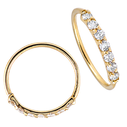 Jewelry Avalanche Unisex 20G 14K Gold 7-stone Nose Hoop Ring with Moissanites, 8mm Nose Ring