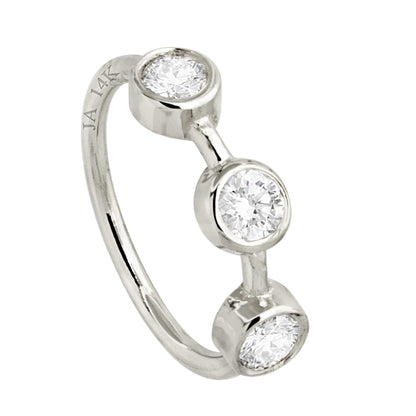 Jewelry Avalanche 20G 14K Gold Bezel Set 3-stone Moissanite Nose Hoop Ring