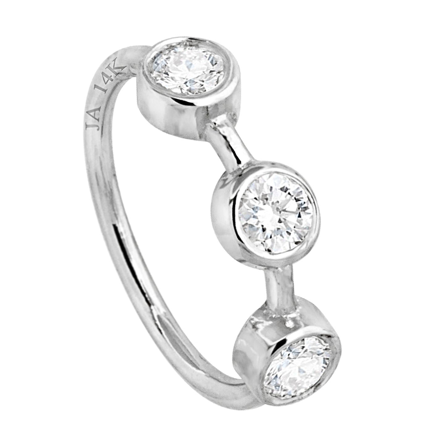 Jewelry Avalanche 14K Gold 3-stone Diamond Nose Hoop Ring, Bezel Set, 8mm, 20G