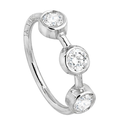 Jewelry Avalanche 14K Gold 3-stone Diamond Nose Hoop Ring, Bezel Set, 8mm, 20G