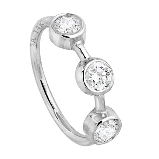 Jewelry Avalanche 14K Gold 3-stone Diamond Nose Hoop Ring, Bezel Set, 8mm, 20G