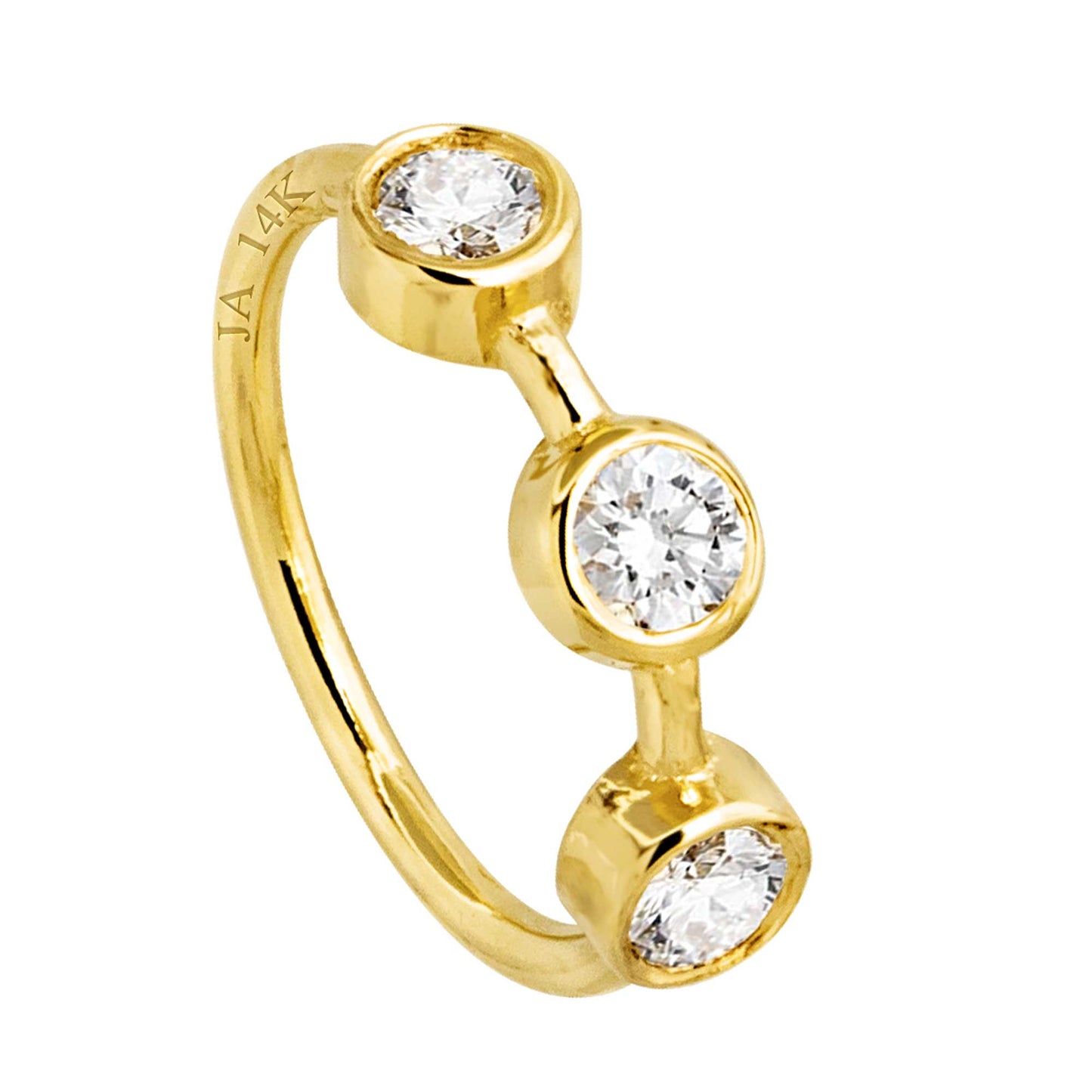 Jewelry Avalanche 14K Gold 3-stone Diamond Nose Hoop Ring, Bezel Set, 8mm, 20G