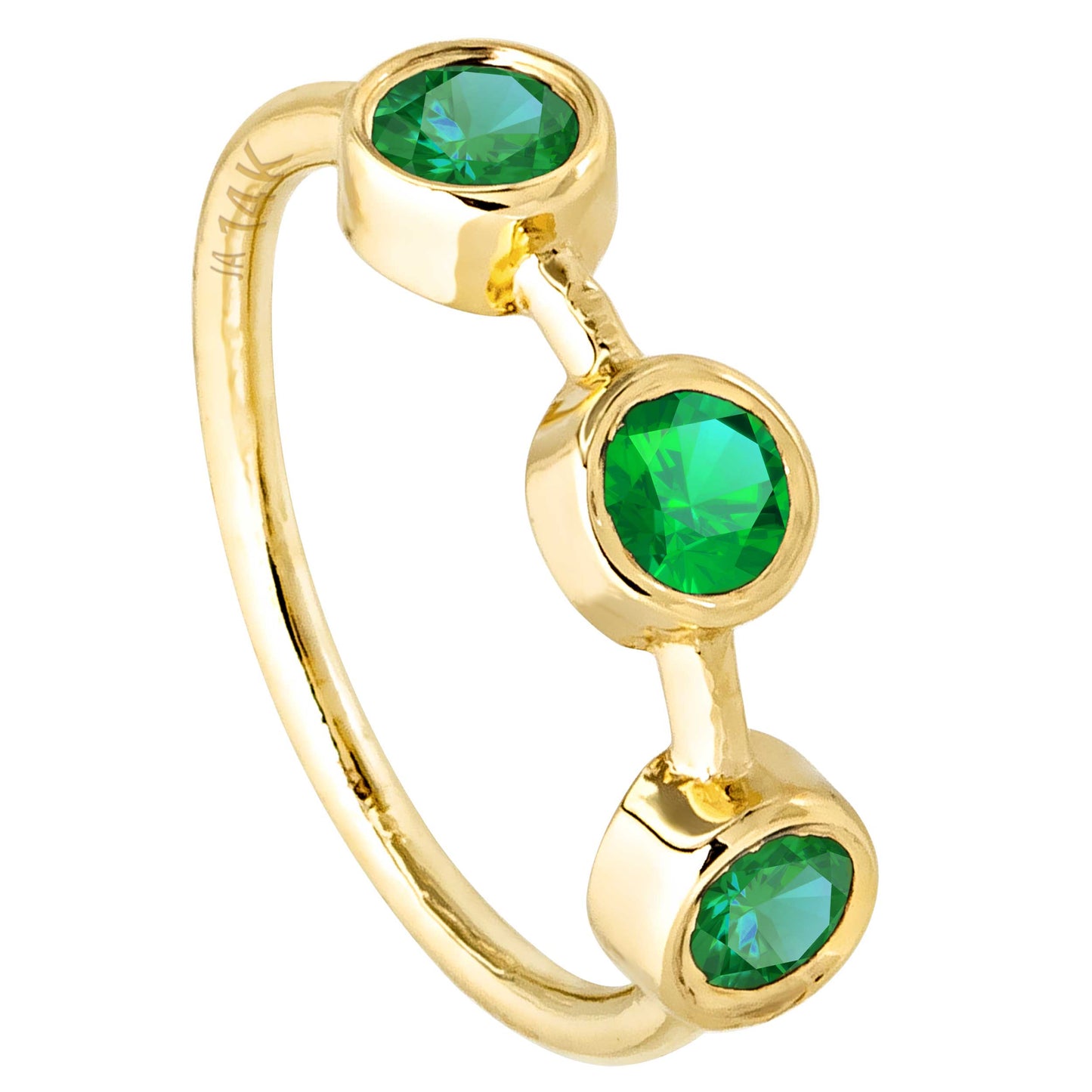 Jewelry Avalanche 20G 14K Gold 3-stone Bezel Set Emerald Nose Hoop, 8mm, May Birthstone