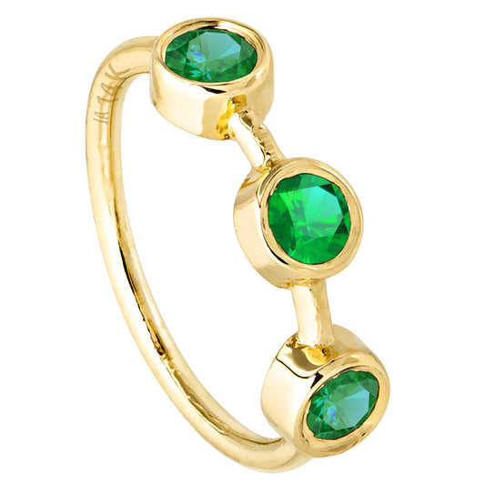 Jewelry Avalanche 20G 14K Gold 3-stone Bezel Set Emerald Nose Hoop, 8mm, May Birthstone