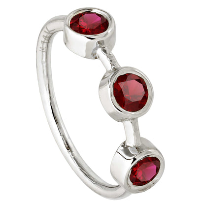 Jewelry Avalanche 20G 14K Gold Nose Hoop Ring with 3 Bezel Set Ruby Gemstones