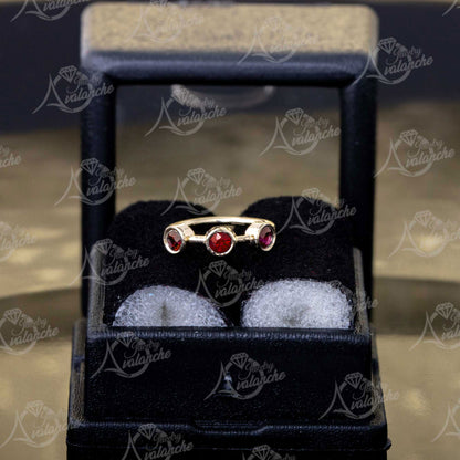 Jewelry Avalanche 20G 14K Gold Nose Hoop Ring with 3 Bezel Set Ruby Gemstones