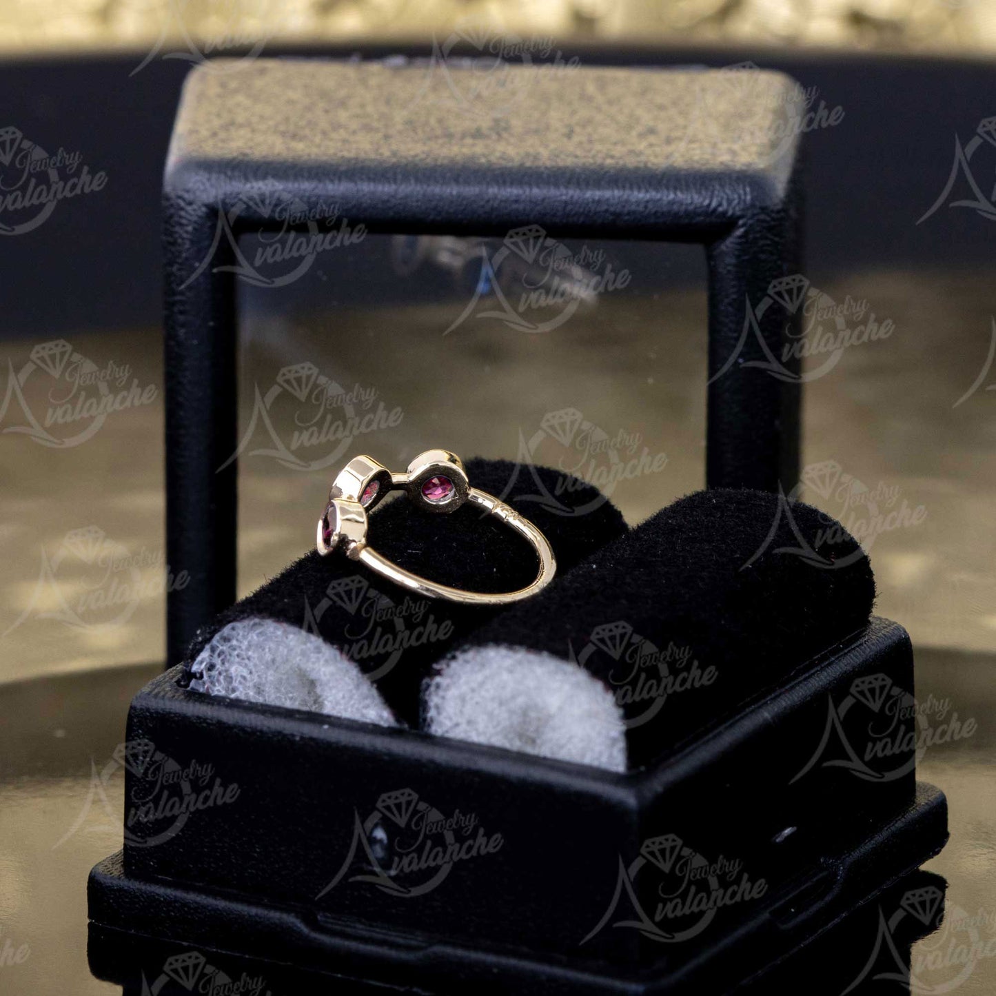 Jewelry Avalanche 20G 14K Gold Nose Hoop Ring with 3 Bezel Set Ruby Gemstones