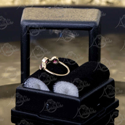 Jewelry Avalanche 20G 14K Gold Nose Hoop Ring with 3 Bezel Set Ruby Gemstones