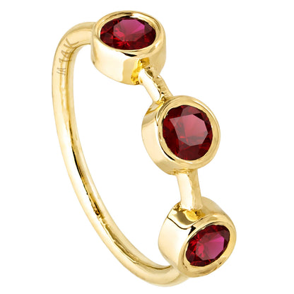 Jewelry Avalanche 20G 14K Gold Nose Hoop Ring with 3 Bezel Set Ruby Gemstones