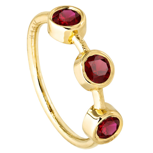 Jewelry Avalanche 20G 14K Gold Nose Hoop Ring with 3 Bezel Set Ruby Gemstones