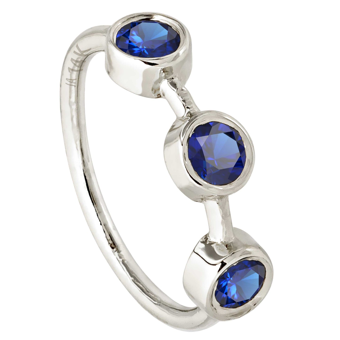 Jewelry Avalanche 14K Gold 3-stone Blue Sapphire Nose Hoop Ring, 8mm, Bezel Set, 20G