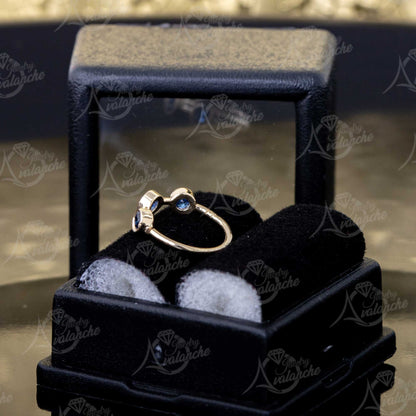 Jewelry Avalanche 14K Gold 3-stone Blue Sapphire Nose Hoop Ring, 8mm, Bezel Set, 20G