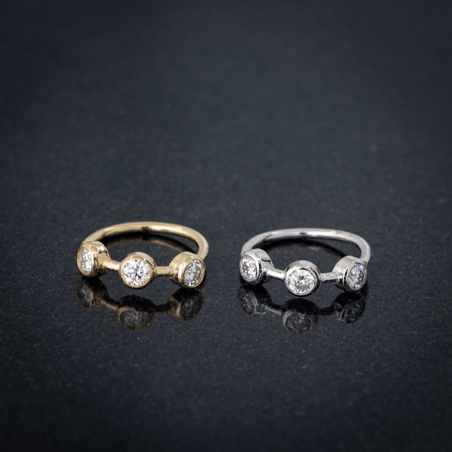 Jewelry Avalanche 14K Gold 3-stone Diamond Nose Hoop Ring, Bezel Set, 8mm, 20G