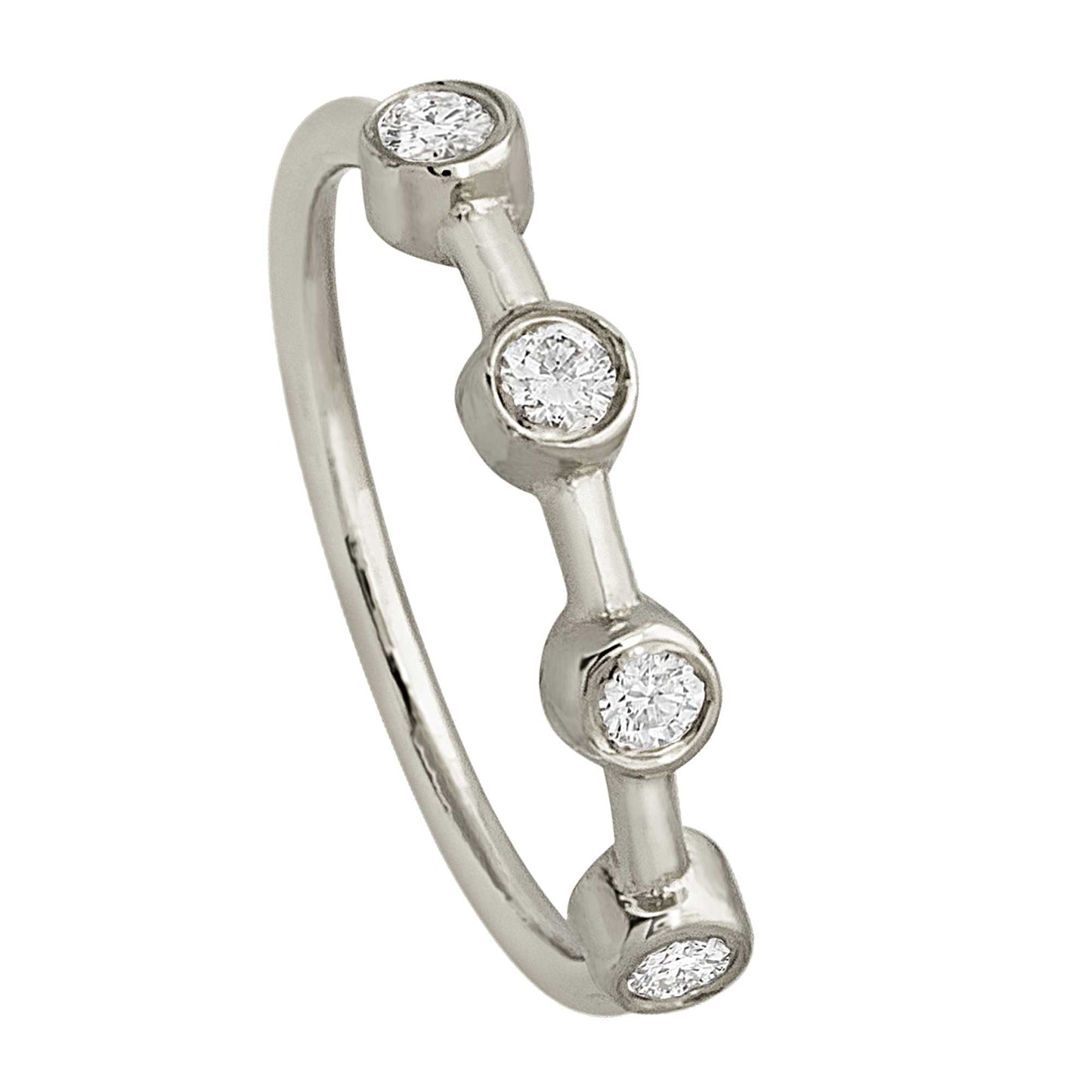Jewelry Avalanche 14K Gold 4-stone Moissanite Nose Hoop, Bezel Set, 8mm, 20G Nose Ring