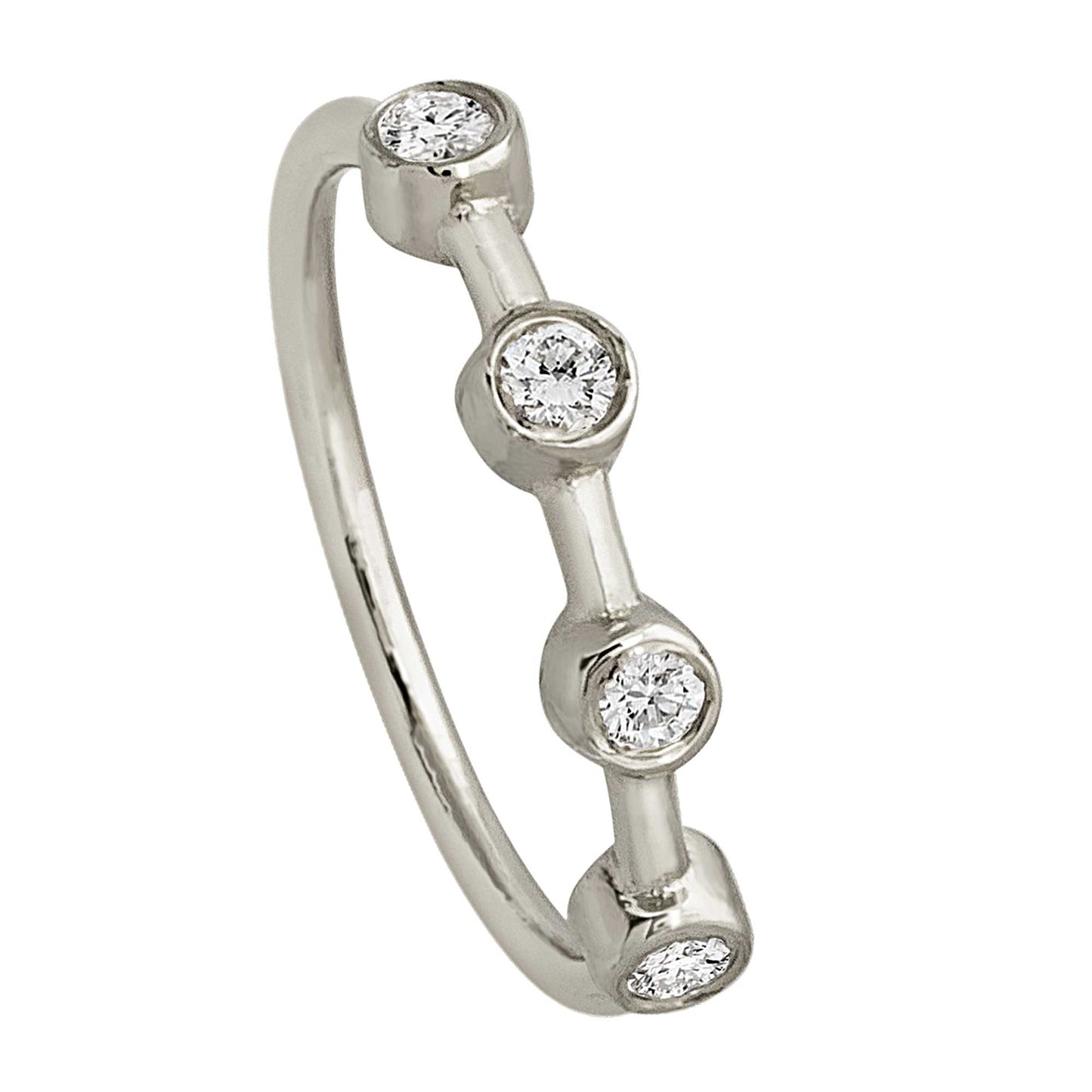 Jewelry Avalanche 14K Gold 4-stone Diamond Nose Hoop, Bezel Set, 8mm, 20G Nose Ring
