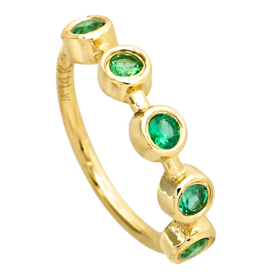 Jewelry Avalanche 20G 14K Gold 5-stone Bezel Set Emerald Nose Hoop, 8mm, May Birthstone Hoop