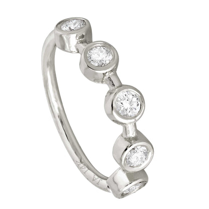Jewelry Avalanche 14K Gold 5-stone Bezel set Moissanite Nose Hoop, 8mm, 20G Nose Ring