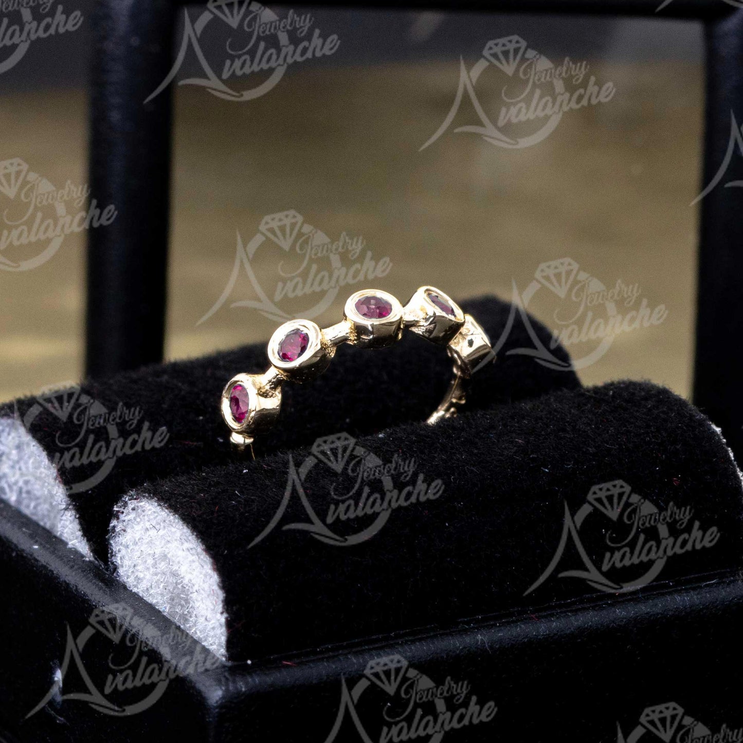 Jewelry Avalanche Bezel Set Ruby Nose Hoop, 20G 14K Gold Nose Ring, 8mm